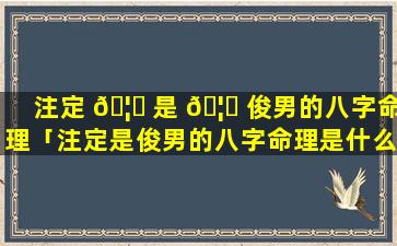注定 🦁 是 🦍 俊男的八字命理「注定是俊男的八字命理是什么」